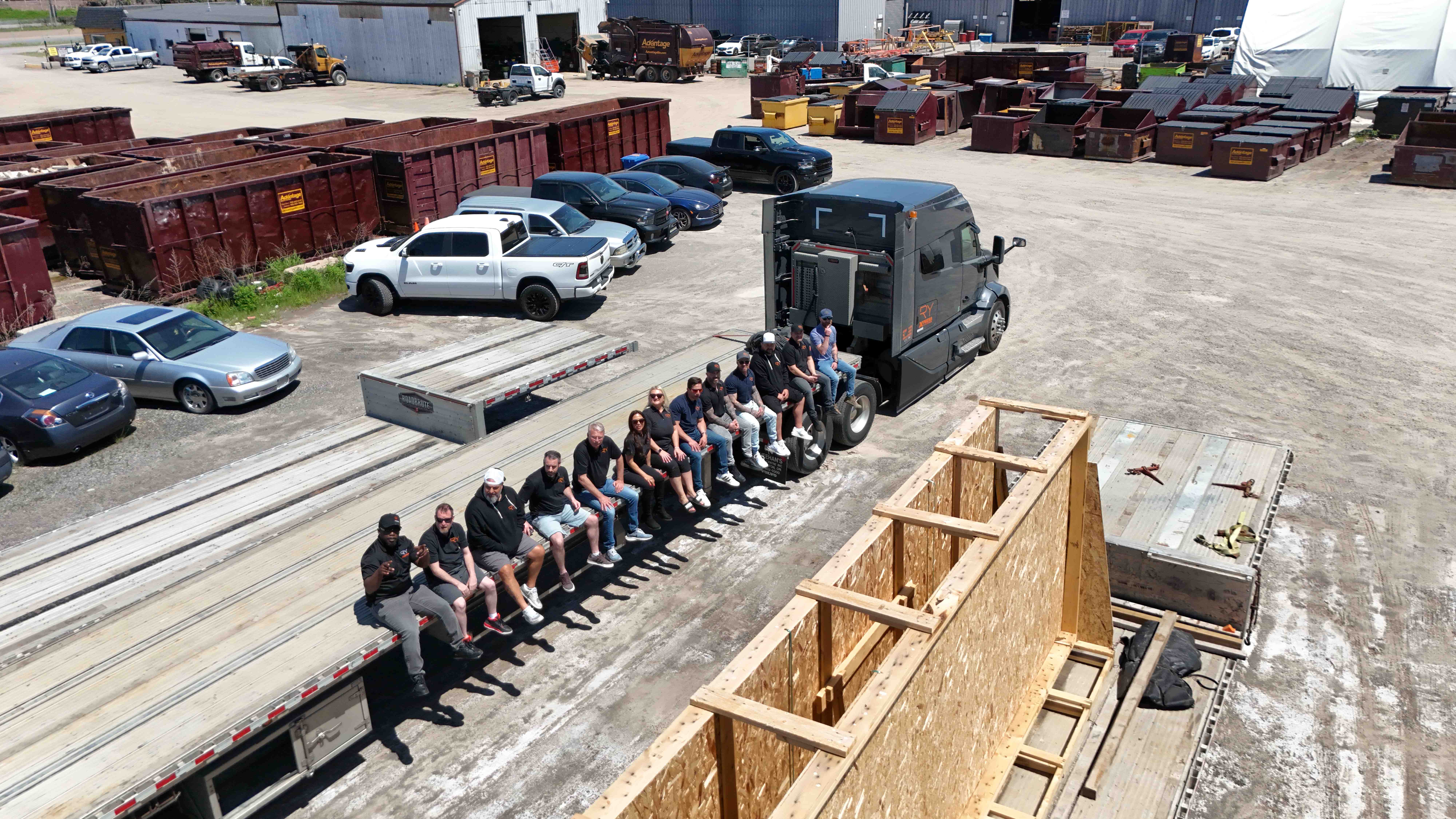 Aerial view of the RY Xpress team at the yard