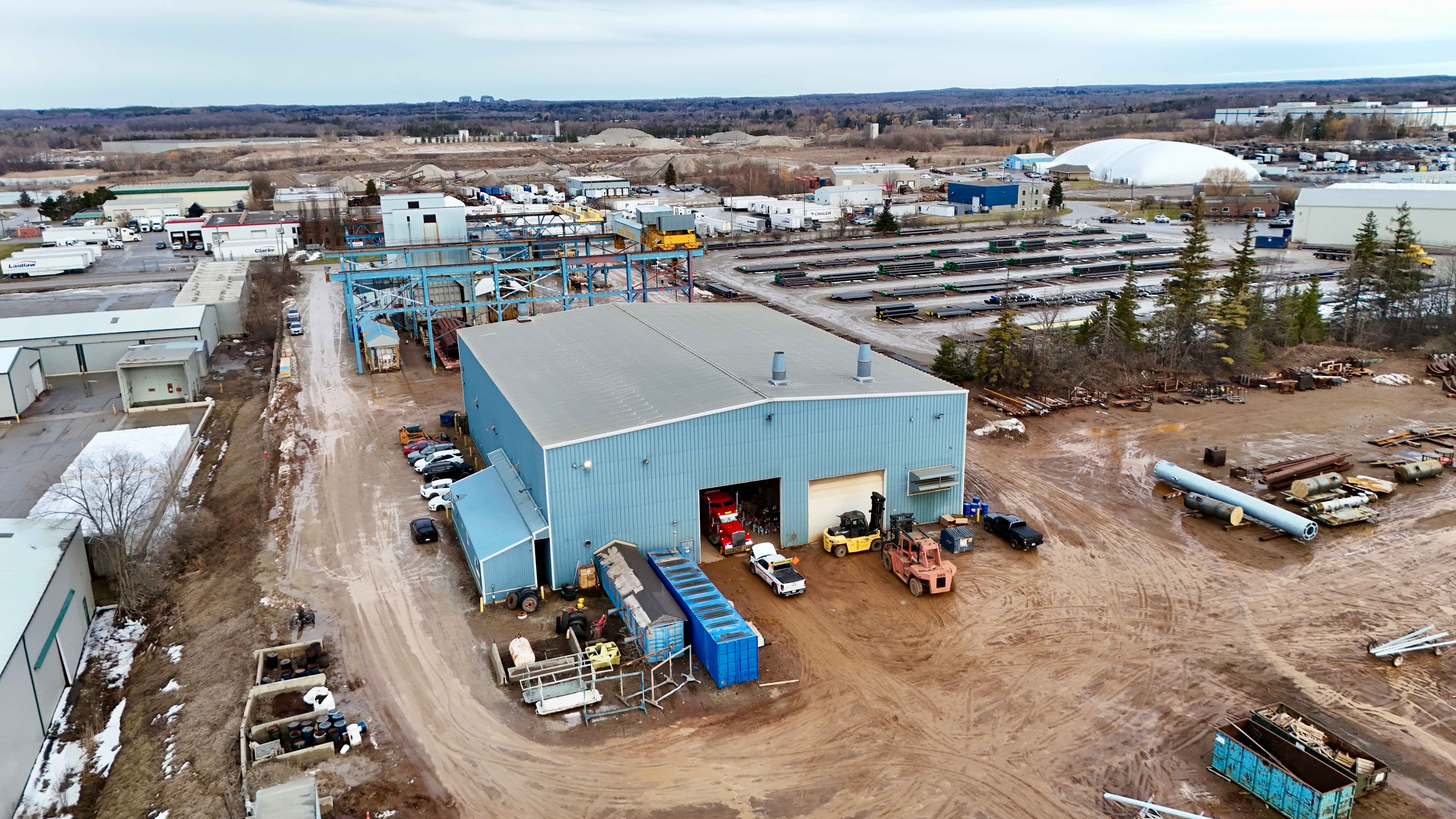 Wide panoramic aerial shot of industrial complex